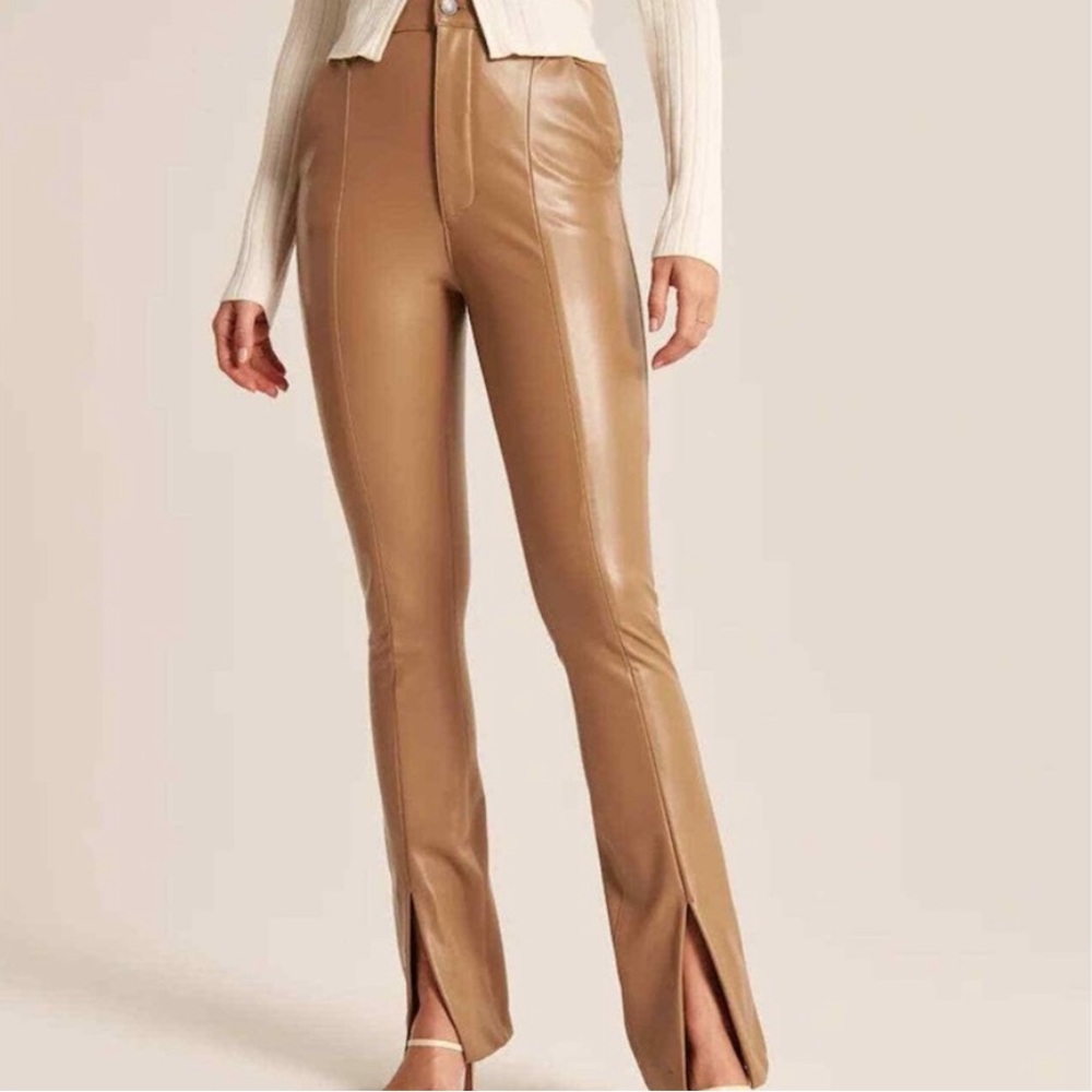 Abercrombie Curve Love Vegan Leather Split-Hem Pants